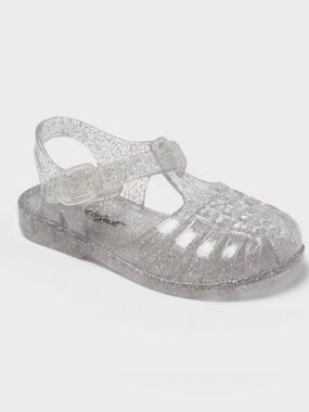 Cat & Jack - Clear Glitter Jelly Sandals for Kids - Size 5